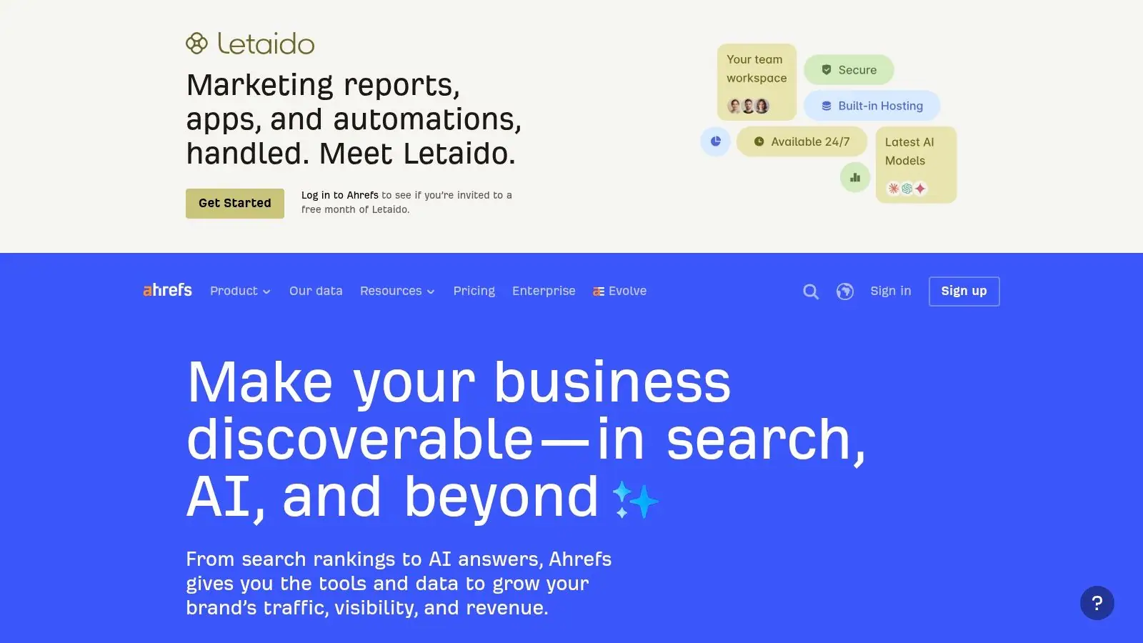 Ahrefs, AI Overviews Tracker and Brand Radar