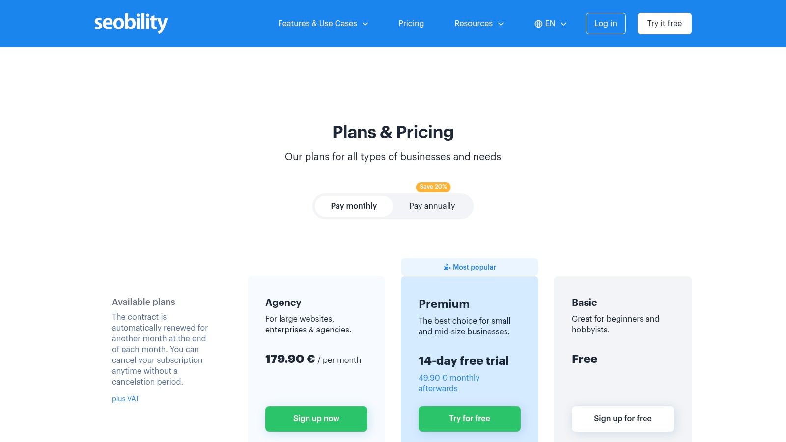 Seobility (Free plan)