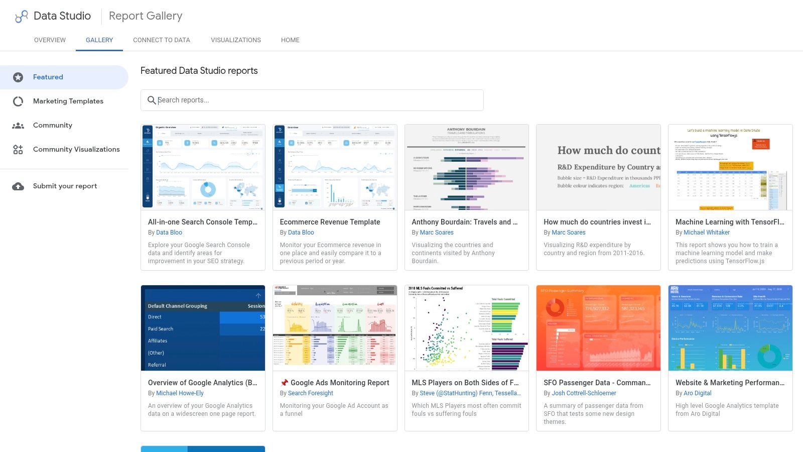 Screenshot from https://lookerstudio.google.com/gallery
